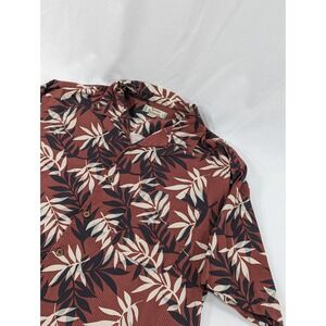 Tommy Bahama 100% Silk Hawaiian Aloha Floral Maroon Red Shirt Large Vintage‎